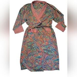 Victoria's Secret Robe Gold Label Peach Pink Paisley Vintage Medium